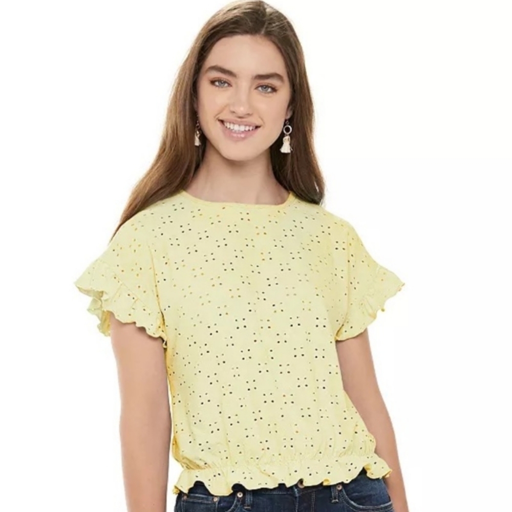 Rewind yellow feminine bell sleeve top